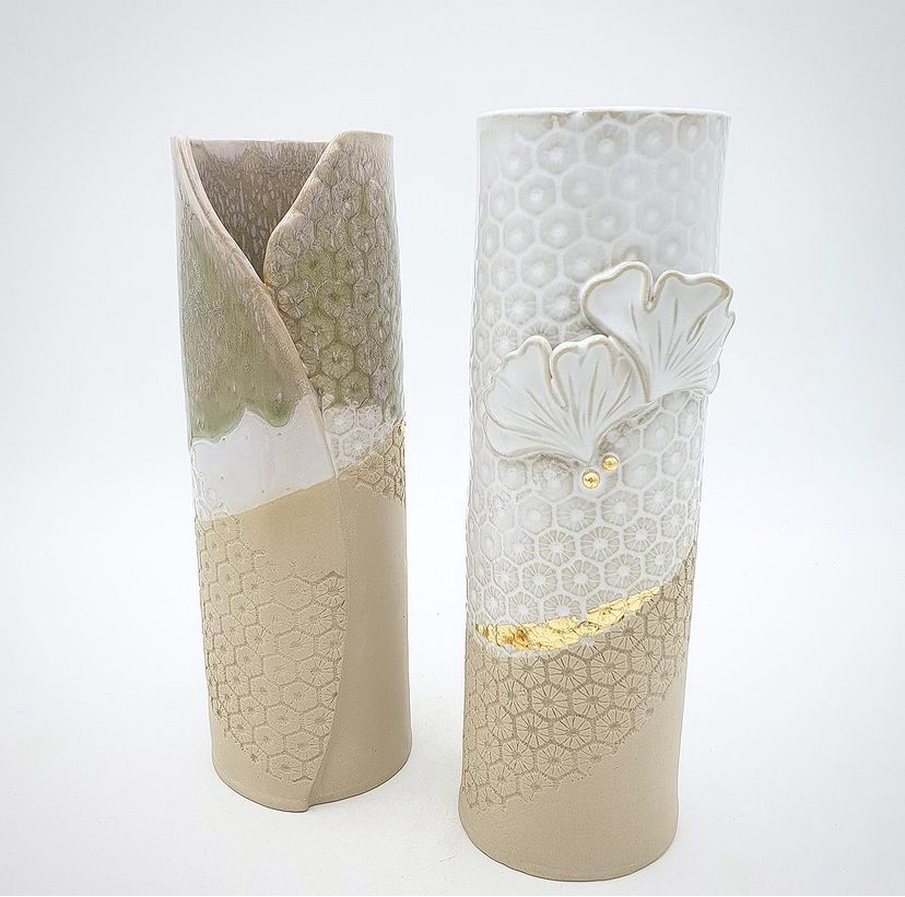 Vases céramique feuilles gingko