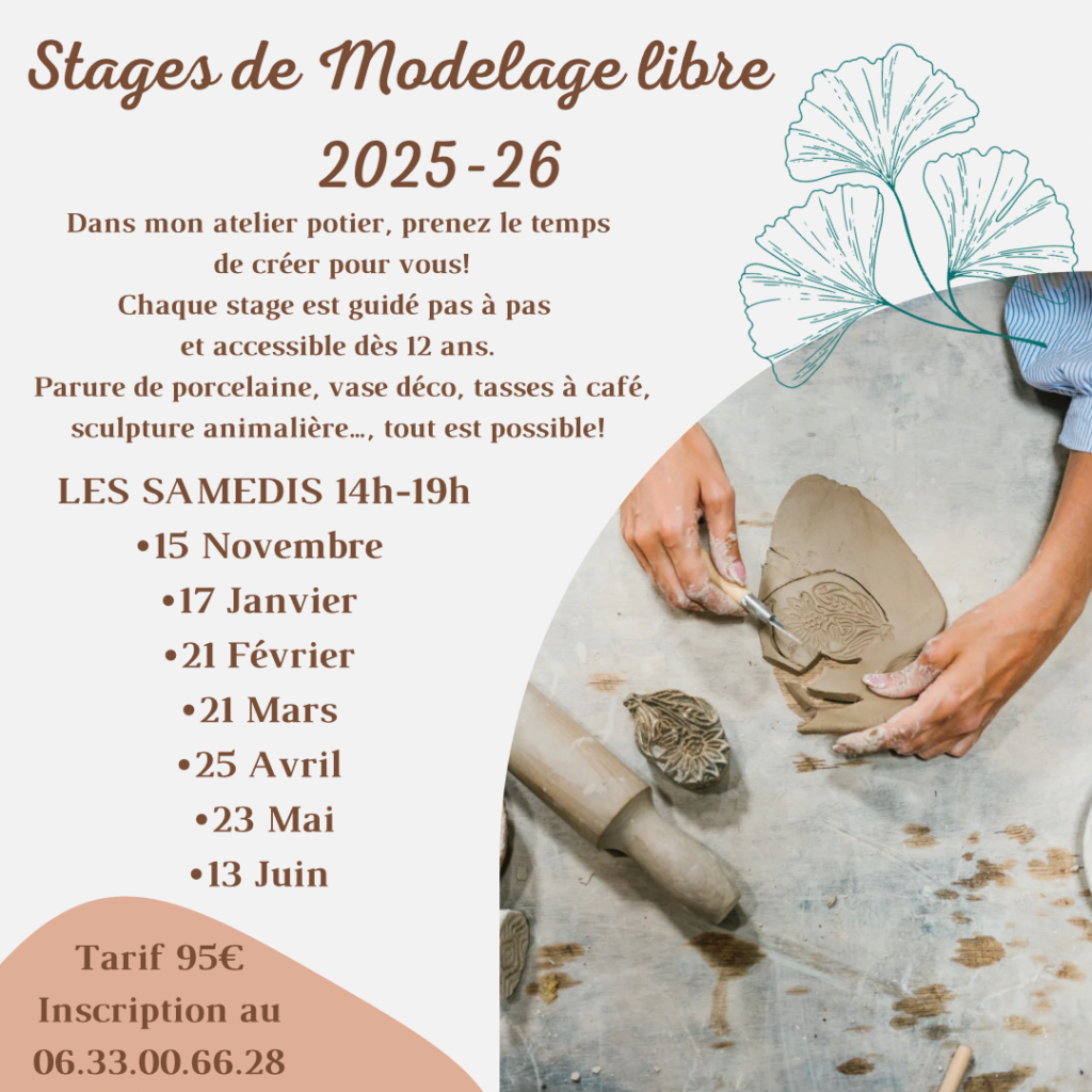 planning ateliers de modelage céramique Dijon