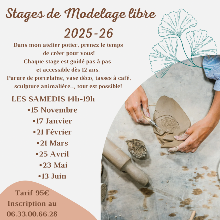 planning ateliers de modelage céramique Dijon